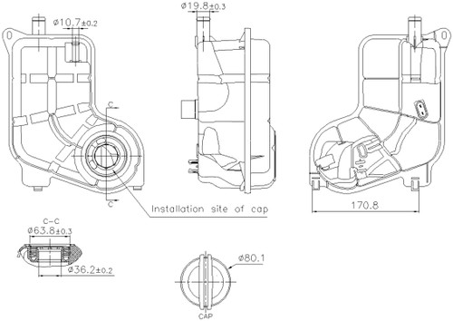Nissens Engine Coolant Reservoir 996287 for 2002-2009 Audi 1.8L 3.2L (A4, A4 Quattro)