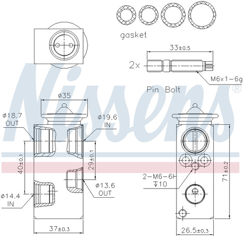 Nissens Air Conditioning Expansion Valve 999241 for 2009-2018 Mercedes-Benz 4.0L 1.8L (AMG GT S, C250, C300, C350)