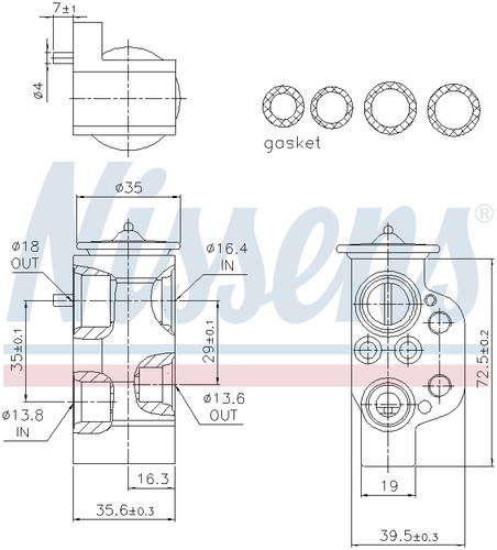 Nissens Air Conditioning Expansion Valve 999376 for 2012-2018 Audi 2.0L 3.0L (A6, A6 Quattro, A7 Quattro, RS7)