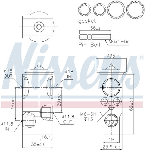 Nissens Air Conditioning Expansion Valve 999377 for 2017-2025 Audi 2.0L 2.9L (A4, A4 allroad, A4 Quattro, A5 Quattro)