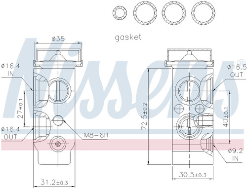 Nissens Air Conditioning Expansion Valve 999261 for 2005-2010 Hyundai/Kia 2.0L 2.7L (Tucson, Sportage)
