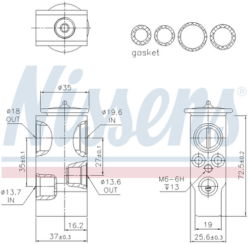 Nissens Air Conditioning Expansion Valve 999378 for 2009-2019 BMW 2.0L 3.0L (528i, 528i xDrive, 535d, 535d xDrive)