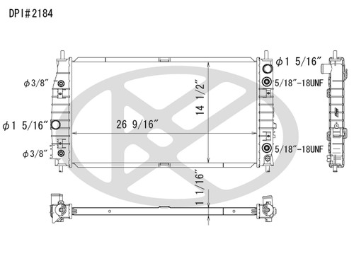Koyorad Radiator A2184 for 1993-2004 Chrysler/Dodge 3.5L 2.7L (300M, Concorde, LHS, Intrepid)