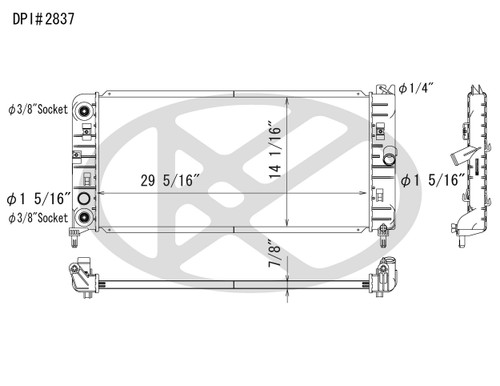 Koyorad Radiator A2837 for 2005-2009 Chevrolet/Pontiac 3.9L 5.3L (Impala, Monte Carlo, Grand Prix)