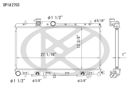 Koyorad Radiator A2703 for 2002-2007 Saab/Subaru 2.5L 2.0L (9-2X, Baja, Impreza)
