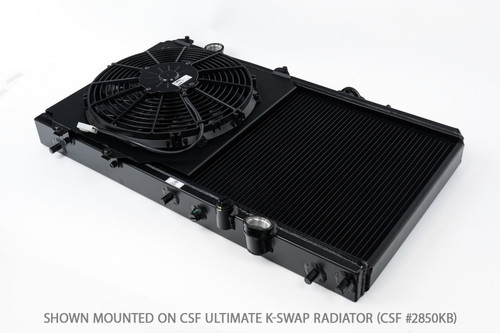 CSF All-Aluminum Fan Shroud with 12in SPAL Fan for 92-00 Honda Civic | Black*92-00 Civic All-Aluminum Fan Shroud w/ 12-inch SPAL Fan - Black