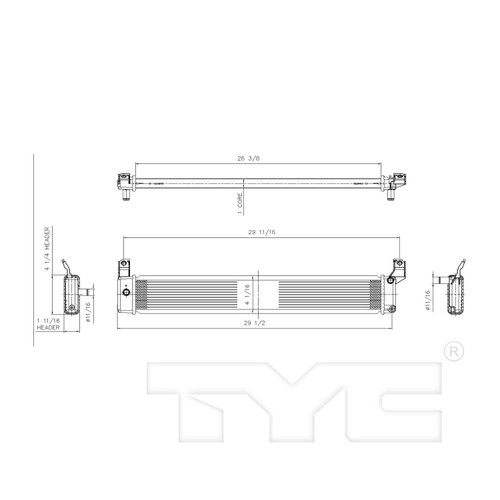 TYC Charge Air Cooler 13300 for 2012-2018 Toyota 2.5L (Avalon, Camry)