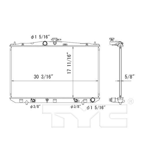TYC Radiator 13116 for 2010-2012 Lexus 3.5L (RX350)