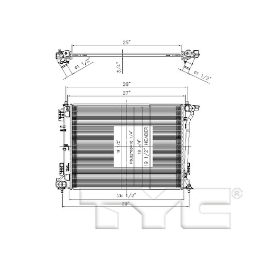 TYC Radiator 13576 for 2016-2022 Hyundai/Kia 2.0L 2.4L (Tucson, Sportage)