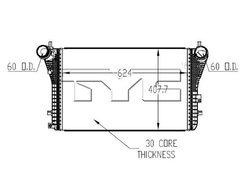 TYC Charge Air Cooler 18010 for 2011-2022 Audi/Volkswagen 2.0L 1.8L (TT Quattro, Beetle, Jetta, Passat)
