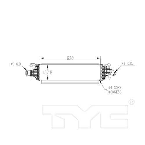TYC Charge Air Cooler 18096 for 2016-2019 INFINITI 2.0L (Q50, Q60)