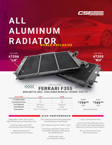 CSF For Ferrari F355 High Performance All-Aluminum Radiator - Right
