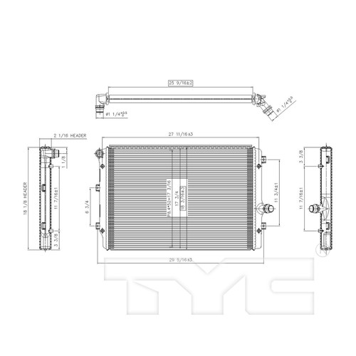 TYC Radiator 2822 for 2006-2015 Audi/Volkswagen 2.0L (A3, TT, Beetle, Eos)