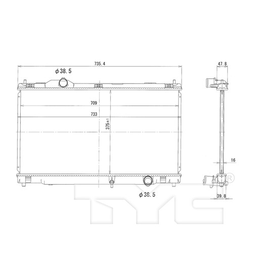 TYC Radiator 2968 for 2006-2015 Lexus 2.5L 3.5L (IS250, IS350)
