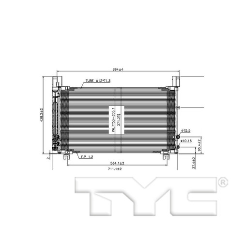 TYC Condenser 30022 for 2016-2020 Lexus 3.5L (IS300, IS350)