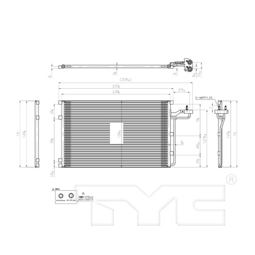 TYC Condenser 4084 for 2008-2013 Volvo 2.5L 2.4L (C30, C70, S40, V50)