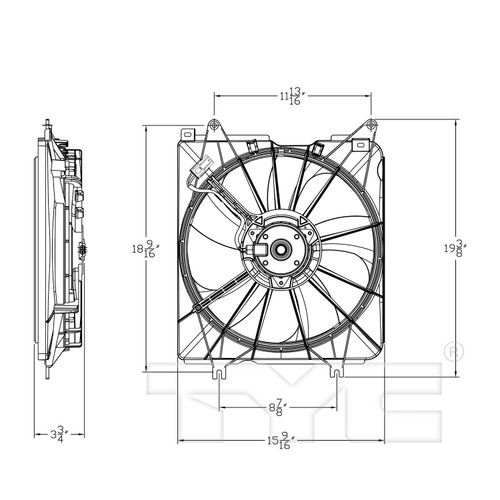TYC Cooling Fan Assembly 601550 for 2017-2022 Honda 1.5L 2.4L (CR-V)