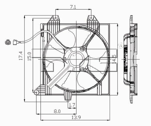 TYC Cooling Fan Assembly 610510 for 2002 Mitsubishi 2.0L (Lancer)