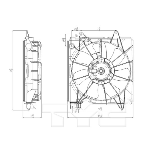 TYC Cooling Fan Assembly 601410 for 2012-2015 Acura/Honda 1.5L (ILX, Civic)