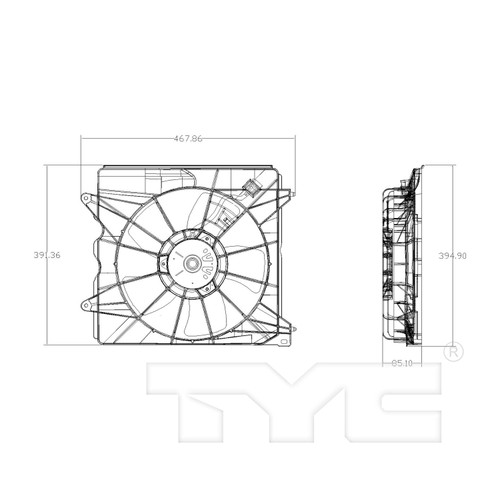 TYC Cooling Fan Assembly 601460 for 2009-2014 Acura 2.4L (TSX)