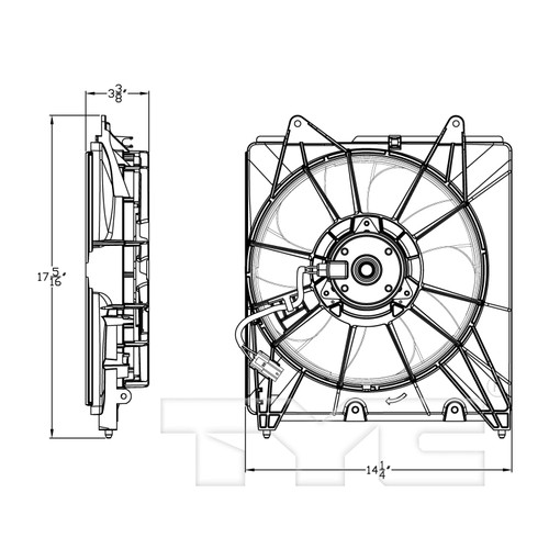 TYC Cooling Fan Assembly 601480 for 2015-2020 Honda 1.5L (Fit)