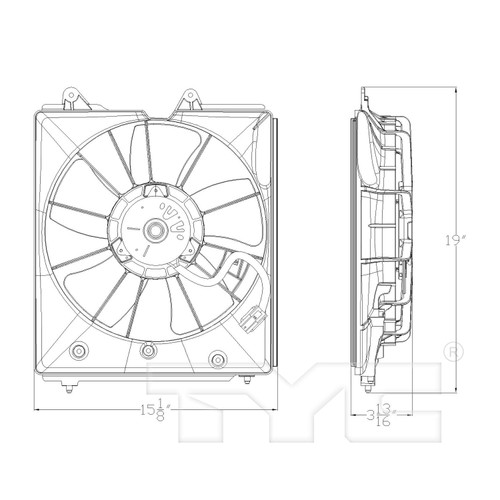 TYC Cooling Fan Assembly 601200 for 2009-2014 Acura 3.5L 3.7L (TL)