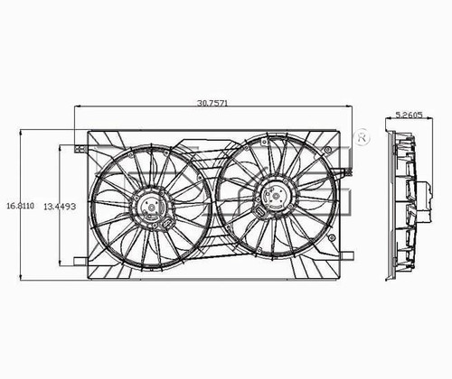 TYC Cooling Fan Assembly 621570 for 2007-2017 Chrysler/Dodge/Jeep 3.6L 2.4L (200, Sebring, Avenger, Caliber)