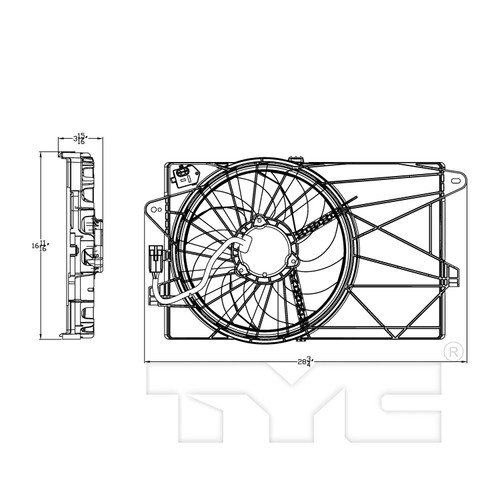 TYC Cooling Fan Assembly 623050 for 2012-2019 Fiat 1.4L (500)