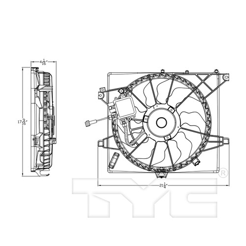 TYC Cooling Fan Assembly 623780 for 2014-2018 Kia 1.6L (Forte Koup, Forte5)