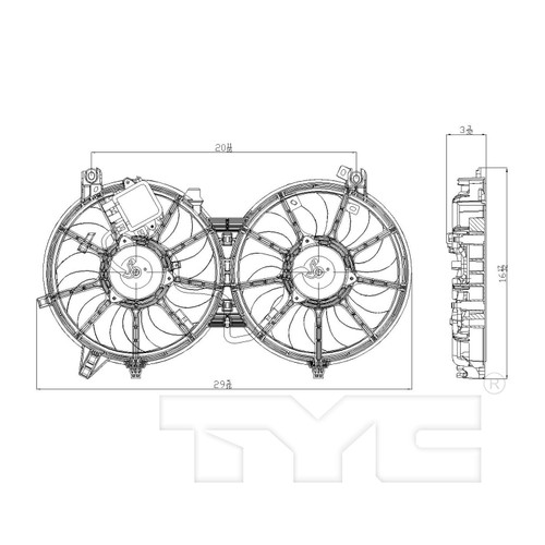 TYC Cooling Fan Assembly 621840 for 2007-2020 INFINITI/Nissan 3.5L 3.7L (EX35, EX37, FX35, FX37)