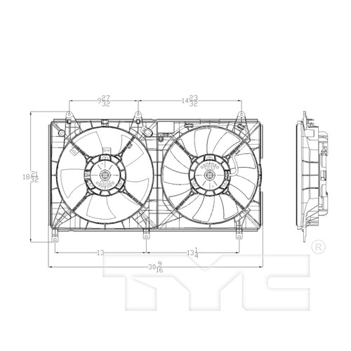 TYC Cooling Fan Assembly 621650 for 2004-2012 Mitsubishi 2.4L (Galant)
