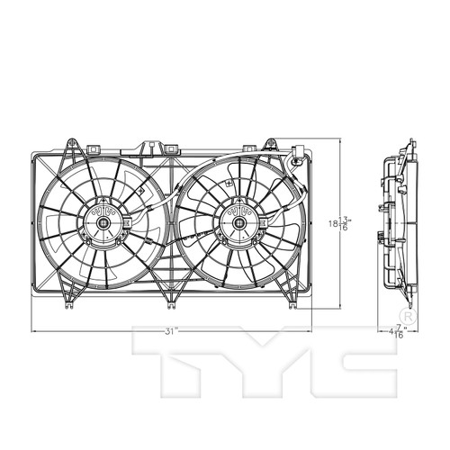 TYC Cooling Fan Assembly 623660 for 2012-2015 Chevrolet 6.2L 3.6L (Camaro)