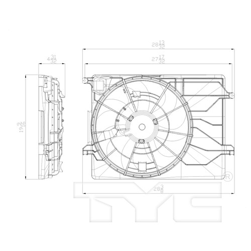 TYC Cooling Fan Assembly 622700 for 2010-2016 Hyundai/Kia 2.0L 2.4L (Tucson, Sportage)