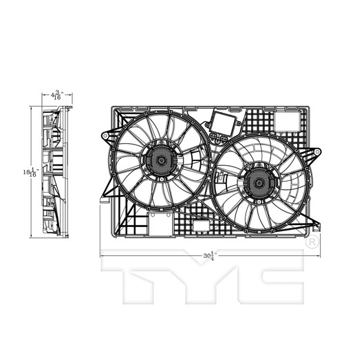 TYC Cooling Fan Assembly 623850 for 2014-2018 Jeep 3.2L (Cherokee)