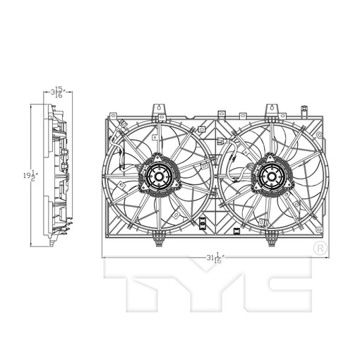 TYC Cooling Fan Assembly 623400 for 2014-2020 Nissan 2.5L (Rogue)