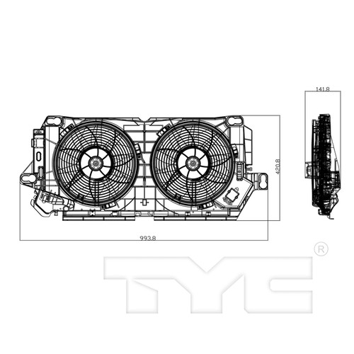 TYC Cooling Fan Assembly 624240 for 2004-2010 BMW 2.5L 3.0L (X3)