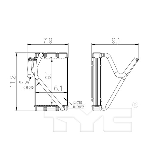 TYC Heater Core 96119 for 1967-1972 Chevrolet/GMC (Blazer, C10 Pickup, C10 Suburban, C20 Pickup)