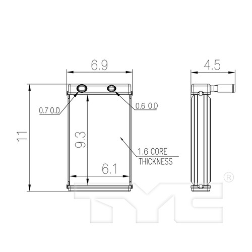 TYC Heater Core 96122 for 1963-1968 Buick/Chevrolet/Oldsmobile (Skylark, Special, Bel Air, Biscayne)