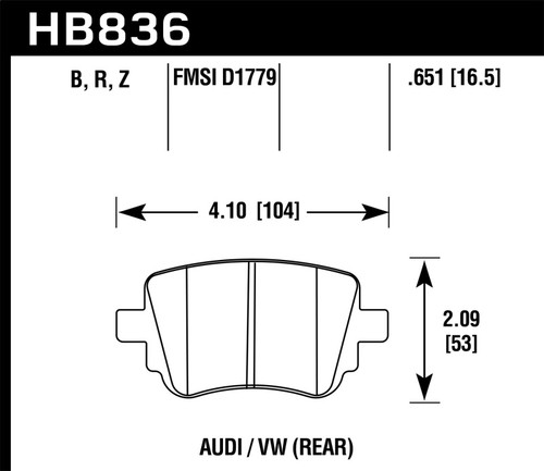 Hawk Performance Ceramic Rear Brake Pads for Volkswagen Golf/Golf GTI