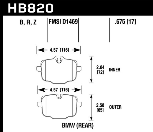Hawk HPS 5.0 Rear Brake Pads for BMW M6/M6 Gran Coupe/M5