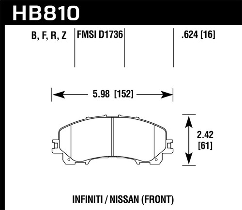 Hawk Performance Ceramic Street Front Brake Pads for 14-17 Infiniti Q50