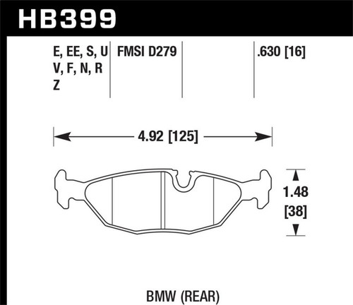 Hawk HP+ Street Rear Brake Pads for 84-4/91 BMW 325 (E30)