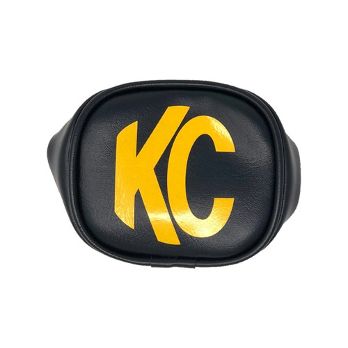 KC HiLiTES 5303 | 3in. Rectangle Soft Cover (Pair) - Black w/Yellow KC Logo