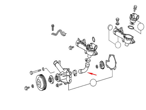 URO Parts Water Pump Hose 1112030282 for 1994-2004 Mercedes-Benz (C220, C230, SLK230)