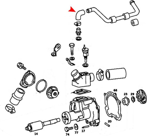 URO Parts Water Pump Return Hose 1162030282 for 1970-1975 Mercedes-Benz 4.5L 3.5L (280SE, 280SEL, 300SEL, 350SL)