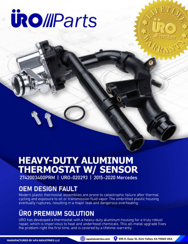 URO Parts Thermostat Assembly 2742003400PRM for 2015-2020 Mercedes-Benz (C300, C350e, E300, GLC300)