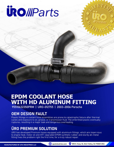 URO Parts Cooling Hose 95510632350PRM for 2003-2006 Porsche (Cayenne)
