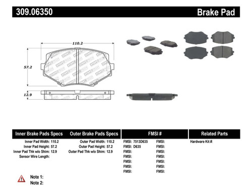 StopTech 309.06350 Front Sport Disc Brake Pad Set for Selected Mazda Miata 1994-2002 Model Year