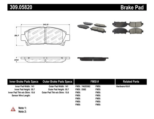 StopTech Fits Performance 92-95 Toyota MR2 Turbo Front Brake Pads