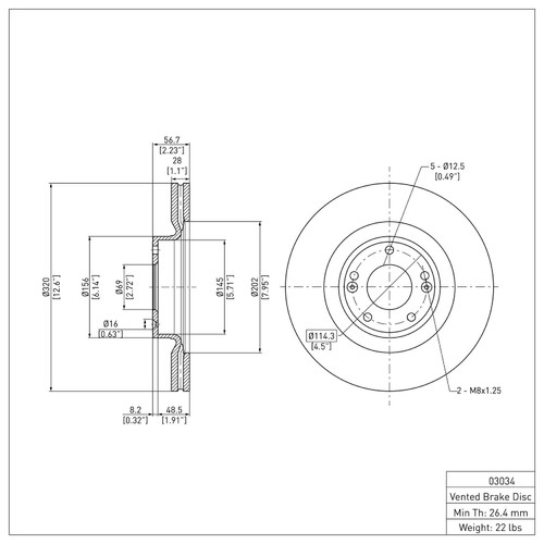 Disc Brake Rotor 600-03034